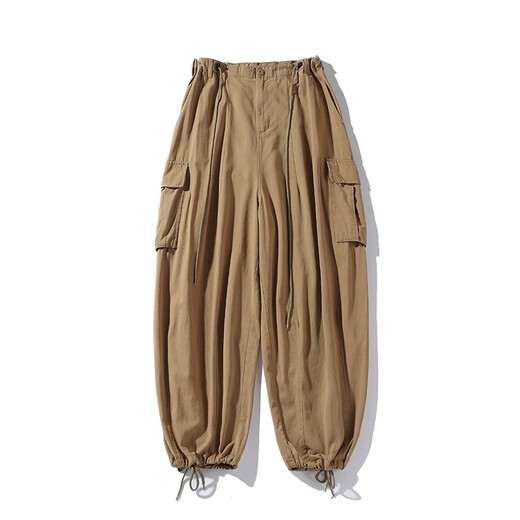 Katuchi Trendy Marke Retro Workwear Casual Hosen für Männer losen Winter Trendy, vielseitige, gerade große Hose für Männer Harem Hosen Khaki XL [Vorgeschlagen 120-140jin [Jin gleich 0,5 kg]]