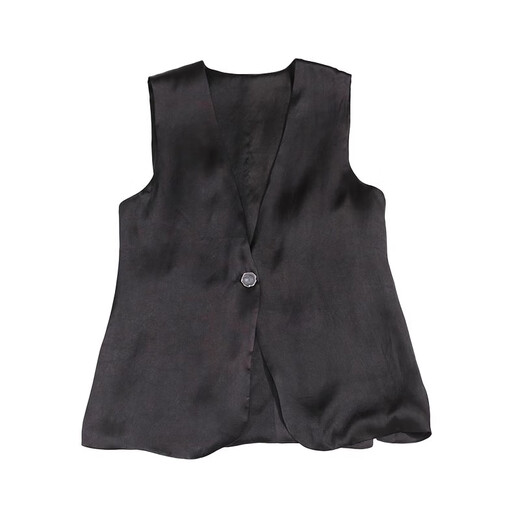 
Flower Shadow Yaoyao Silk Mixed and Dyeing Fragrant Cloud Shape New Chinese Horse Clip Women's V-neck One-Box Mixed and Matched Minimalist Vest Thin U5010 Black M
