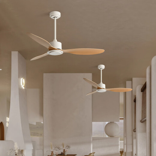 Weather Vane Moderner Industriestil Leichtes 56-Zoll-Deckenlüfter Restaurant Decke Einfacher elektrischer Lüfter Wohnzimmer Kommerzielle Lüfter Frequenzumwandlung 42-681A Schwarze 3 Blätter-Tiefe Holzkornblätter ohne Lampe Fernbedienung