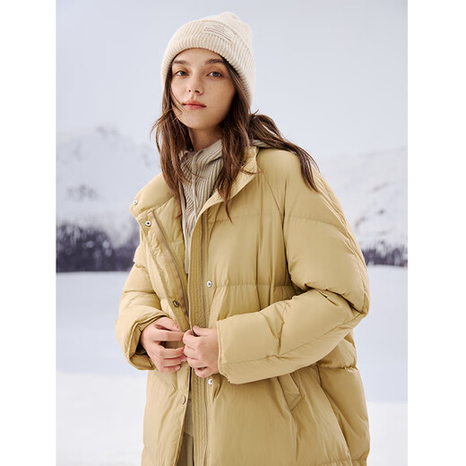 Selbstverträter kleiner koreanischer Ständerkragen mit mittlerer Länge Down-Jacke für Frauen im Winter 2024 Neue Temperament Casual Vielseitige Jacke Milk Tea Farbe xxs (1 Größe)
