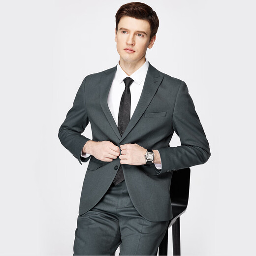 Shanshan Wool Tencel Suit Men's Business Casual Professional Formal Stiff Groomsmen Grooms Dress Suit Green L 175/92A(48)175/84A(86)