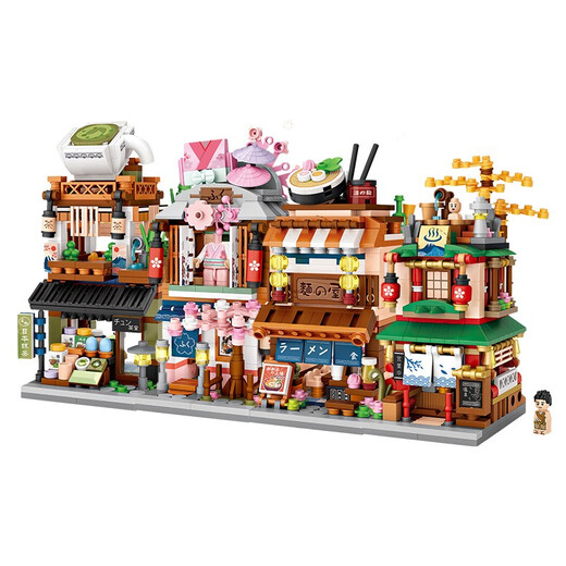 LOZ Lizhi Xiao Grain Building Block Street View Assembly Model Giving Boys and Girls Children's Toys Valentine's Day Birthday Gift 1656 Matcha Shop