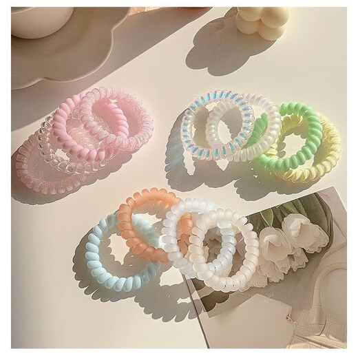 Qindu phone ring high-end sense hair rope mixed combination rubber band electric coil small fresh traceless hair tie hair rope for women mermaid blue 4 pieces