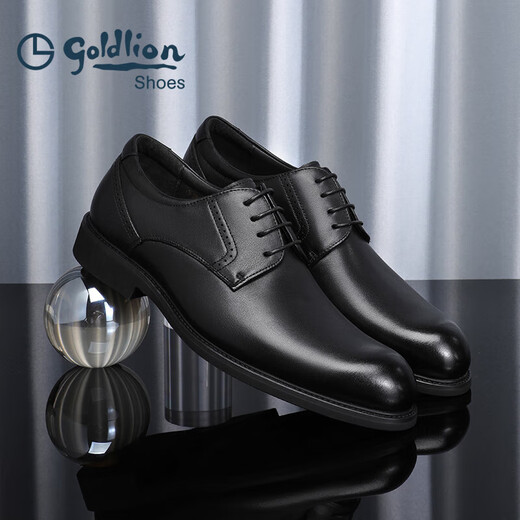 Goldlion Men's Shoes Formal Business Casual Shoes Comfortable Lightweight Breathable Fashion Leather Shoes 58083057101A Black Size 43