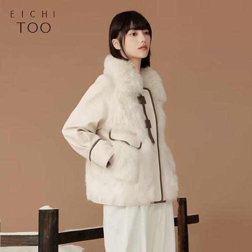 Aiju Rabbit's new winter fox fur windproof and warm fashionable fur jacket EWQGJ4N004A beige inlay 04 155/80A/S