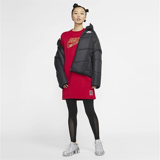 耐克（NIKE）新款卫衣女装夏季休闲运动保暖防风中长款连帽套头衫长袖上衣 CU3661-687  M