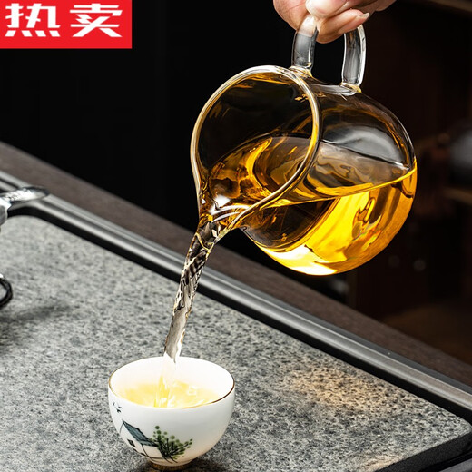 Jieyunmao German quality fair cup glass thickened high-end male cup tea drain set heat-resistant filter tea filter integrated tea 450 Yuya male cup-large size + 304 stainless steel