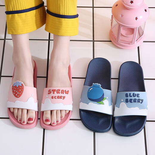 惠夫人拖鞋女夏季室内家居用家用浴室洗澡防滑软底外穿静音情侣凉拖鞋女 果缤纷 皮红 36-37 (适合35-36码穿)