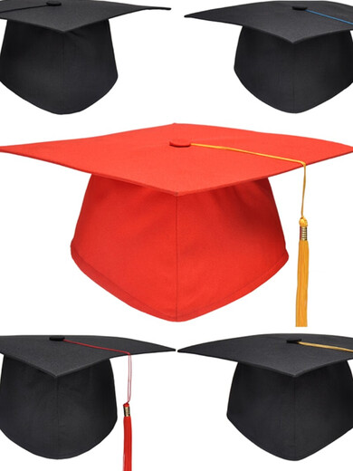 Adult top hat 18 years old high school men and women graduation cap red flat top hat adjustable bachelor's hat spot custom LOGO red plastic board lining adult top hat adjustable
