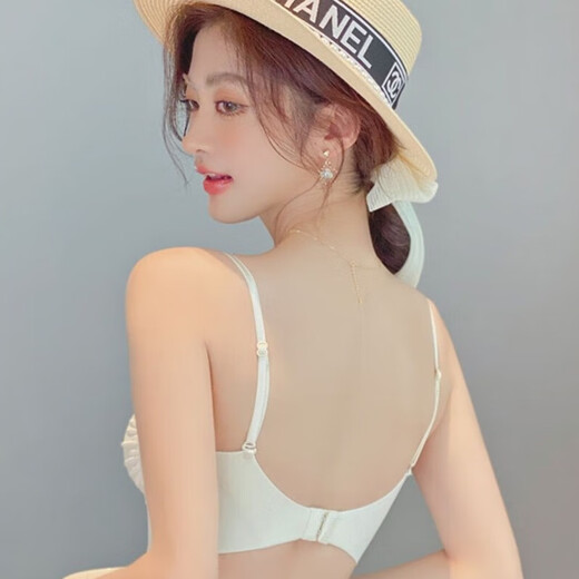 Guiqi tube top underwear for women to push up small breasts to prevent exposure and beautiful back 2025 new style wrapped chest camisole one-piece bra white tube top underwear milky white M (34/75ABC)
