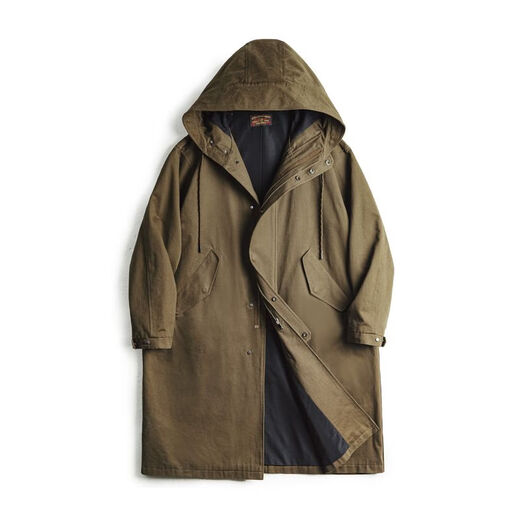 Maden workwear American retro furry hooded windbreaker men's autumn M51 modified old cotton windproof letter printed jacket Coffee color (loose and large) XL