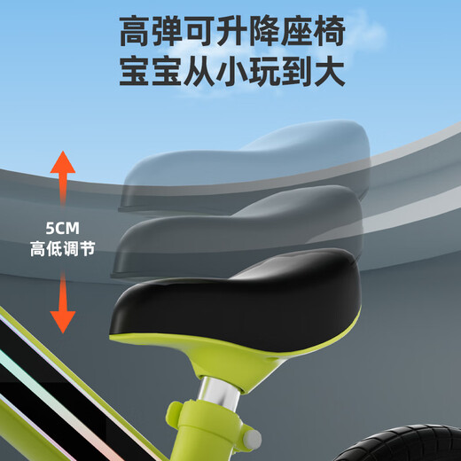凤凰灯光儿童平衡车 1-3-6岁宝宝滑行学步车小孩滑步车无脚踏自行单车 【20种灯光款】12寸 极光绿+礼包