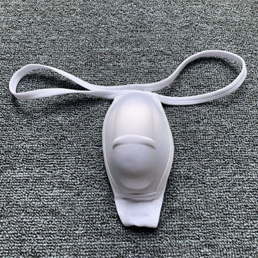 Men's penis pad underwear pad 3D bionic men's cup thong sponge guard pad swimming trunks U protruding large white M size 100-145Jin Jin equals 0.5 kg