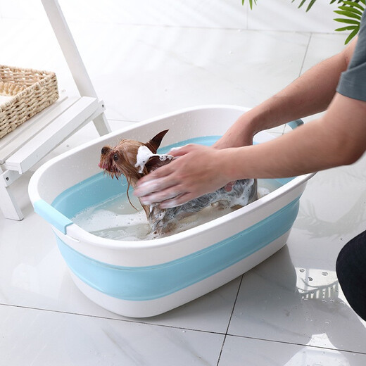 Dipur Foldable Pet Dog Bath Basin Cat Bathing Artifact Bath Special Tool Bath Basin Bathtub* Foldable (with drain outlet - suitable for 20 Jin Jin equal to 0.5 kg) *