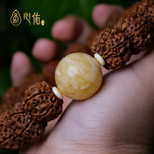 Xinyou Natural Russian Material Demonic Flower Beeswax Round Bead Single Wenwan Bracelet Accessories Top Beads with Beads Loose Beads Single Bead Demonic Flower Round Bead 9mm/Single