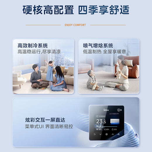 Midea central air conditioning ideal home third generation upgraded model Starlight pro4P5P6P one to three/one to four/one to five/one to six commercial household air duct multi-connected full DC variable speed 5 HP first class energy efficiency 120 for three Starlight pro