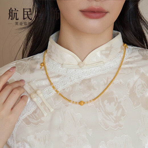 航民首饰 福铃晶韵 黄金项链足金好运毛衣链女XYB0667工费1200元/件 33.28g