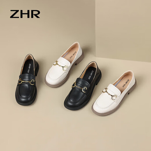 Zhr Single Shoes, Jurchen Cowhide British Handers Fashion Fashion Women Dos Wear Casual Women's Shoes Bt38 Negro 39