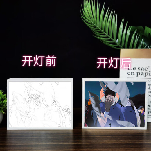 
Mirror lighting painting Naruto Uchiha Obito figures can be customized around the atmosphere and luminous photo frame gift 13657 Uchiha Obito 4 Mirror white frame 16.5*21 plug-in model