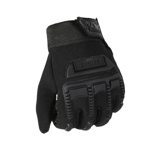HTBT 8-14 years old children's cycling gloves for boys and girls in autumn and winter thickened and warm outdoor sports mountain bike tactical training protective full-finger gloves black
