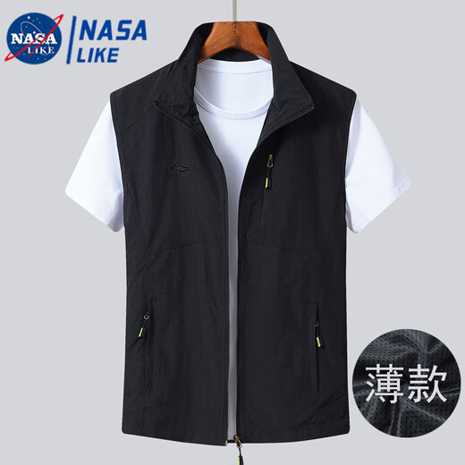 NASALIKE Men's Vest 2025 Summer Casual Breathable Fishing Horse Clip Jacket Young Middle-aged and Elderly Quick-Drying Vest Men's Vest Navy Blue 2XL Recommended 155-170Jin [Jin equals 0.5 kg]