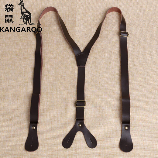 Kangaroo (Kangaroo) echtes Leder -Männer -Erwachsener -Gurt Herrenhosen Hosentender Anzug Hemd Gurt Clip Hosenträger Gürtel vielseitiger passender Schwarz
