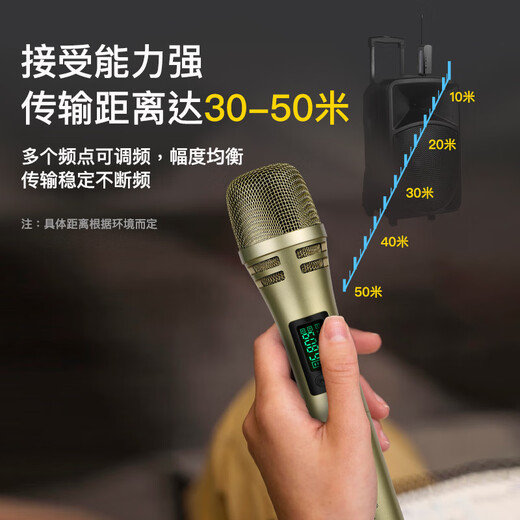 Resonant Wireless Microphone Handheld Microphone Outdoor Performance Singing Audio Amplifier Universal Anti-Howling U-section Hosting Conference Training Speech Trolley Speaker One-to-One Wireless Microphone Rose Red