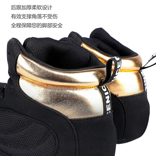 Zapatillas de boxeo Gingpai para hombres Capas de lucha de entrenamiento profesional para mujeres zapatos de cuclillas de lucha transpirables y sin deslizamiento para la protección de tobillo en la mitad del tobillo [estilo negro] 41