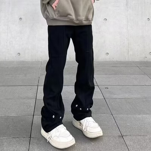 
7 high-quality American retro washing jeans men's loose high street straight hiphop design and handsome versatile pants SXNZ-7029 black L