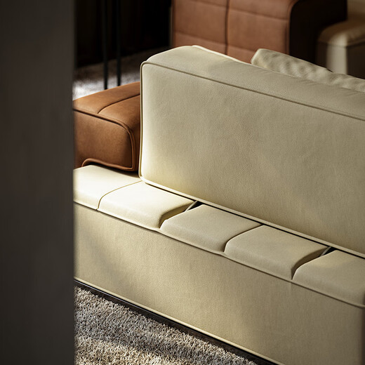 Leichte Luxusleder-Sofa Wohnzimmer 2024 Neues minimalistisch funktionelles Sofa Elektrisches Rückenlehre Luxushaus High-End-Anpassung Ecke 4.39m Modul 1421 S-Level Full Leder funktionales Sofa Titanium Schwarz