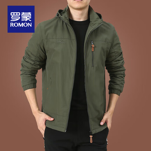 罗蒙（ROMON）户外冲锋衣男士外套秋冬季中年男装秋装上衣服加绒夹克男春秋厚 9898黑色 款 加绒 L