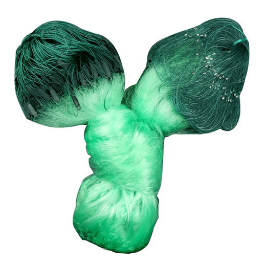 Yuyongji (YUYONGJI) green silk fishing net hanging net wire net fishing single layer floating net imported three-layer sinking net 100 meters artifact sticky fish net three layers green silk three-layer sinking net 100 meters long 1.5 meters high 4 fingers