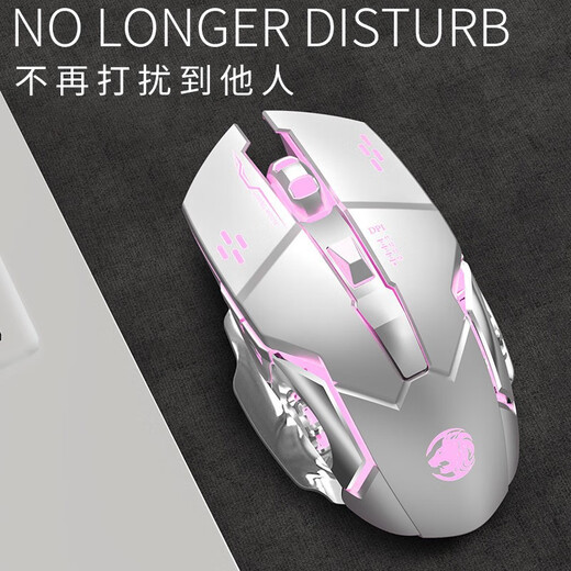 Forerunner Kabellose Bluetooth-Maus, leise, Dual-Modus, wiederaufladbar, mechanische Maus, für Mädchen, Büro, Laptop, Desktop-Computer, E-Sport, Spiel, FPS, Huhn fressend, spezieller Peripherieraum, Silber-Taste, Stummschaltung, kabellos, 2,4 G-Version