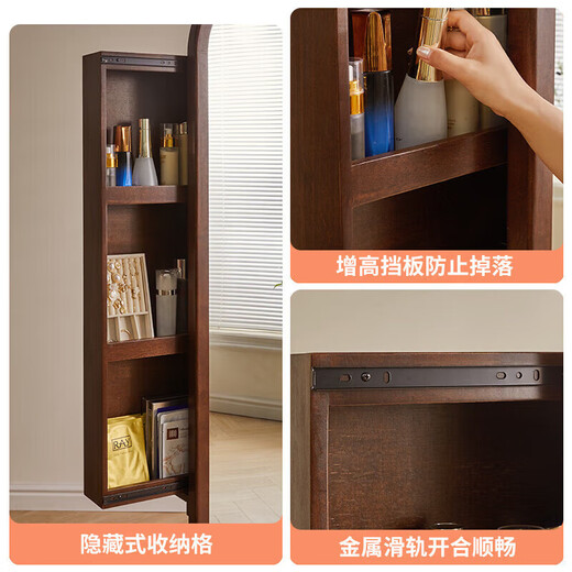 Ruifan Nordic solid wood dressing mirror living room rotating full-body mirror floor-standing home mirror bedroom storage makeup fitting mirror