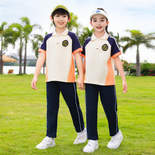 芯时代团体服初中小学生短袖长裤两件套三年级班服T恤长裤幼儿园幼师工 6627套装【短袖+长裤】 150