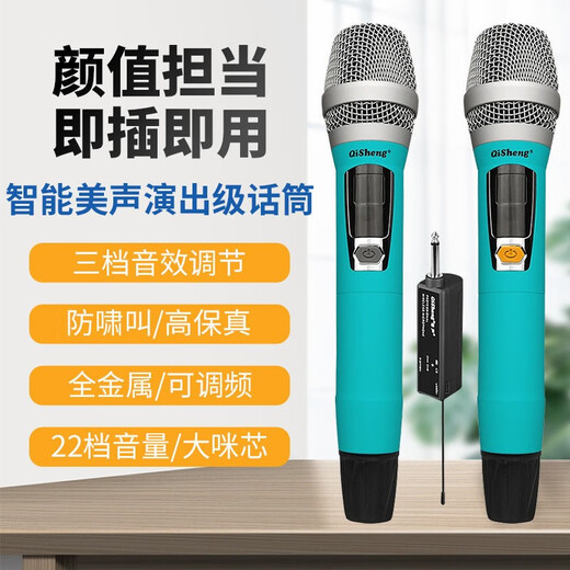 Qisheng Wireless Microphone Home High-Fidelity Performance Conference KTV Karaoke Professional Wireless Microphone Outdoor Wireless Microphone Home Microphone Singing Microphone Home Microphone U33 Performance-grade Play and Sing Microphone_Send high-end storage box