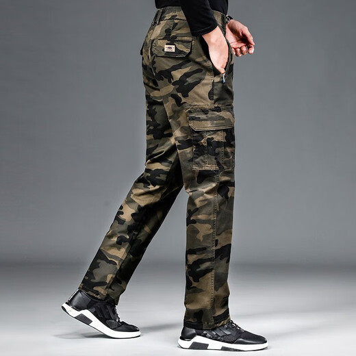 Jeep Spirit Spring und Herbst Herren lässige Hosen Herren Arbeithosen Mehrfachhose Lose großer Tarnhosen Männer Militärische grüne Hosen 9926 Militärgrün dickes Modell M 2 Fuß 2-2 Fuß 3