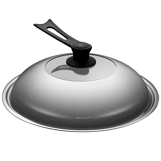 HUYO304 stainless steel pot lid, universal thickened wok lid, stand-up view glass lid, household steamer iron pot lid with handle, 32cm stand-up handle, suitable for pots with inner diameter 31.5-33cm