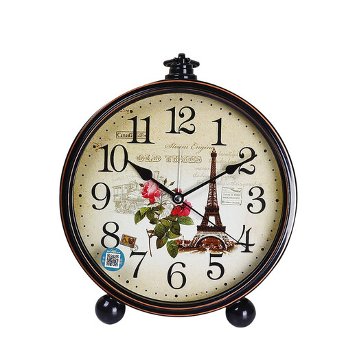 Compas desk clock for living room and bedroom, home desk clock with alarm clock, creative Nordic fashion style large characters 2346 mahogany grain others