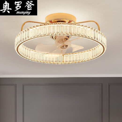 奥罗登2025新款卧室灯吸顶灯客厅摇头风扇灯现代简约轻奢水晶大气家用房 687款吸顶金色【80CM】三色 常规款