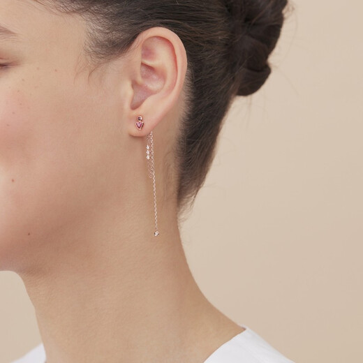 EMPHASIS Form 18K rose gold pink tourmaline stud earrings single 91303E