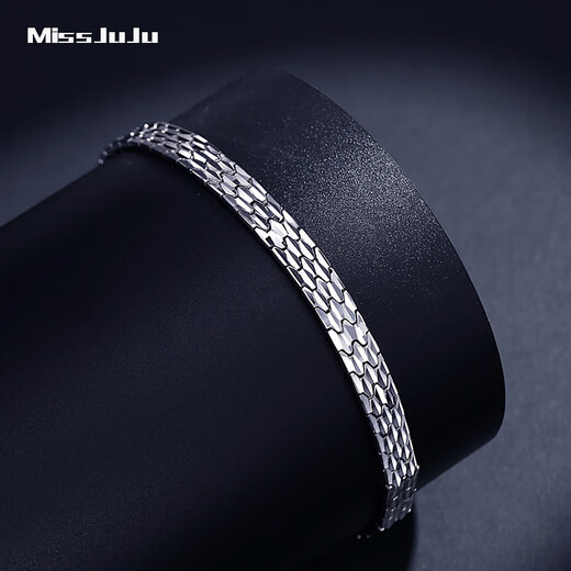 Miss JuJu platinum bracelet for men, fashionable pt950 platinum snake pattern chain, trendy men's wide face, thick and versatile bracelet, weight 14.59 grams, length 18cm, thickness 5.4mm