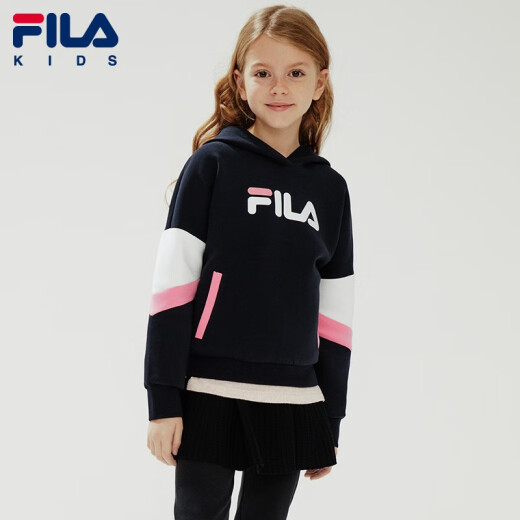 FILA Children's Clothing Girls Sweatshirt 2021 Spring New Children's Medium and Large Children's Hooded Loose Sports Top Legend Blue-NV150cm
