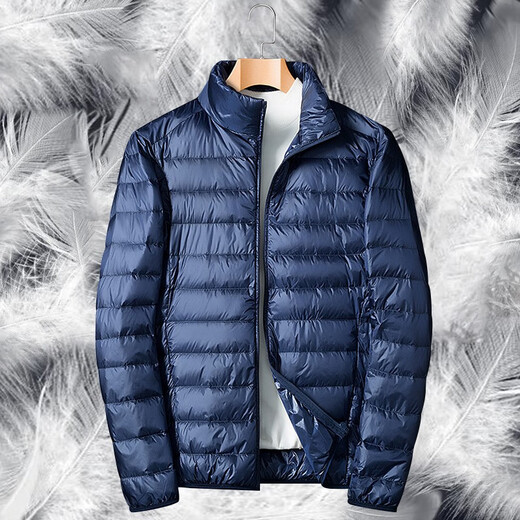 Woodpecker Lightweight Down Jacket Men's Short Winter Jacket Men's New Ultra-Light Casual Young and Middle-aged White Duck 16050 Black (Stand Collar) 2XL (160Jin Jin is equal to 0.5kg -180Jin Jin is equal to 0.5kg)