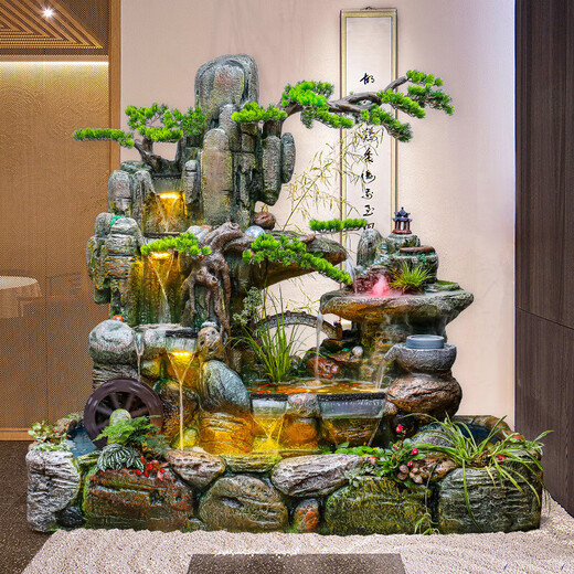 人文家居水缸庭院假山鱼池瀑布流水喷泉摆件阳台户外露台落地循环水系景观 688中号【175*78*160cm】