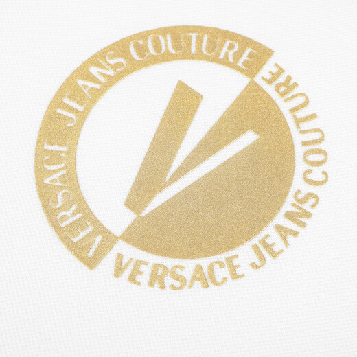 VERSACE JEANS COUTURE范思哲男士Polo衫个性烫金徽章图案短袖T恤11148礼物 白色 M