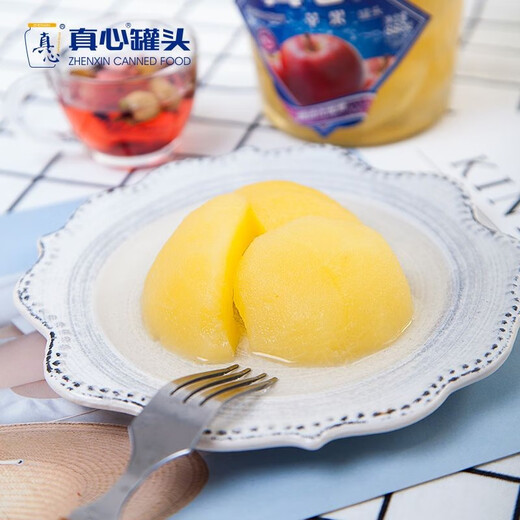 真心 苹果罐头糖水水果罐头880g*3玻璃瓶装 即食休闲食品夜宵零食速食