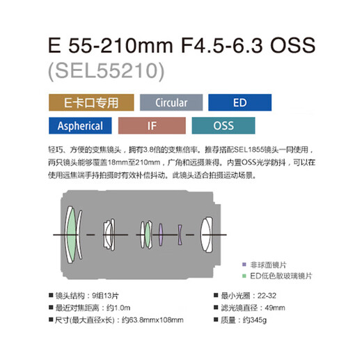 Sony (SONY) E 55-210mm APS-C format telephoto large zoom mirrorless camera lens E55-210mmF4.5-6.3 OSS Silver Official Standard
