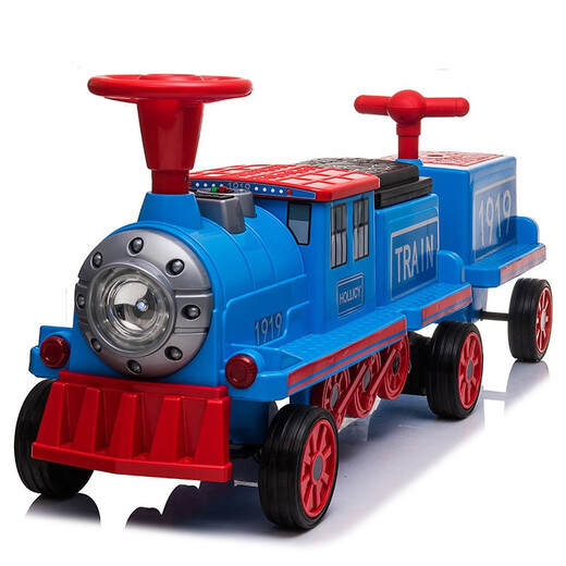 Hand in hand small train children's electric car four-wheel male and female baby stroller children can sit adults and children toy car red and black four-wheel drive + dual battery parent-child car/remote control