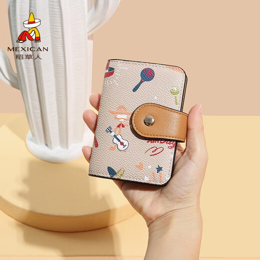 Vogelscheuche (mexikanische) Kartentasche für Frauen Mode Multi-Card große Kapazität Frauenmünzen Brieftasche Kurzpraktische Kartentasche Geburtstagsgeschenk für Mädchen Khaki